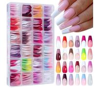 288pcs Glossy Artificial Nails Full Coverage Multicolor Press on Fingernails Stick with Storage