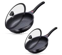 28cm/30cm Deep Non Stick Frying Pan Set with Lids & Utensils