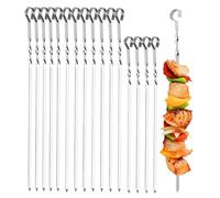 28cm&38cmStainless Steel BBQ Skewers - 20 Pcs Reusable Metal Kebab Sticks for Grilling Meat, Vegetables, Kebabs & BBQ Food - Perfect for Barbecue, Camping & Outdoor Parties (20, 30&40)