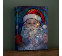 28cm Battery Powered Glass Christmas Decoration with Santa & Warm White LEDs