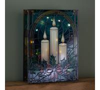 28cm Battery Powered Light up Glass Christmas Decoration with Candles & Warm White LEDs