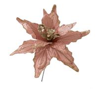 28cm Christmas Poinsettia Glitter Flower Hanging Ornament for Xmas Trees, Party Decorations, Garden, Wedding or Seasonal Home Festive Use (Pink)