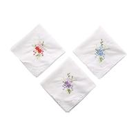 28cm Colorful White Lace Embroidered Handkerchief Square Towel Cotton Soft Embroidered Ladies Handkerchief for Party, Flower Type Three Co, as described