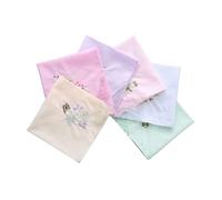 28cm Colorful White Lace Embroidered Handkerchief Square Towel Cotton Soft Embroidered Ladies Handkerchief for Party, 28 Color Random, as described