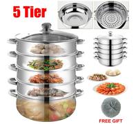 28cm Cooker Steamer Pan Cook Food Veg Pot Stainless Steel VOGREX Silver 30cm