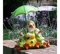 28cm Dally Dawson and Daisy Ducks with umbrella Garden Ornament