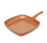 URBN-CHEF Forged Aluminium Ceramic Coated Grill Grilling Griddle Frying Pan Square Skillet (28cm)