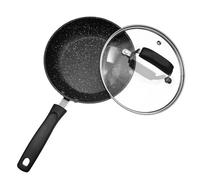 28cm Frying Pan with Glass Lid - Triple-Layer PFOA Free - Granite Marble Coated Non-Stick Pan - Cool Touch Soft Grip Handle - Suitable for Induction, Gas, Electric & Ceramic Hobs (28 cm Granite)