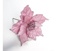 28cm Glitter Poinsettia Flower Hanging Christmas Tree Ornament for Seasonal Home and Party Decoration (Pink)