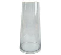 Glass Vase Gold Rim Smoke Grey Glass Vase 28cm Botanik Leaf Grey One Size
