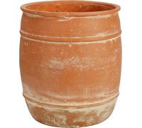 28cm H x 24cm Dia Aged Terracotta Clay Planter Pot with Drainage Hole, Rustic Farmhouse Style Flower Pot with Distressed Finish, Vintage Decorative Planter for Indoor Outdoor Garden, Patio, Porch