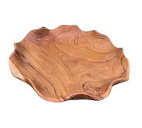 28cm Large Wooden Bowl - Handcrafted Teakwood Serving, Salad, Fruit, or Decorative Bowl for Kitchen, Nibbles, Snacks and Pot Pourri - Unique, Rustic Design, Natural Teakwood Plate