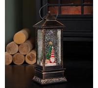 28cm LED Christmas Glitter Water Spinner Antique Lantern Snowy Gonk Scene