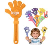 28cm Personalised Large Hand Clappers with LED Lights & Custom Print - For Maximum Cheering Impact at Sports Teams, Parties & Events, Durable Plastic Noisemaker (Orange)