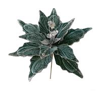 28cm Poinsettia Glitter Flower Ornament for Hanging on Christmas Trees, Wreaths, Parties, and Event Decorations (Green)