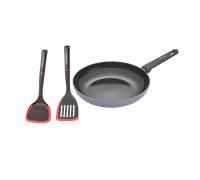 28cm Recycled Aluminium Frying Pan and Slotted and Solid Turner Set