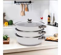 28cm Steamer Pot,Steamer Pot Stainless Steel 3 layers,Cookware with Handle for Vegetable, Stock, Sauce, Food,Compatible with gas furnace, electric furnace, induction furnacee