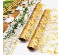 28cm x 3m Gold Table Runner 2PCS Metallic Glitter Table Runner for Christmas Decorations Centerpieces Wedding Birthday Party