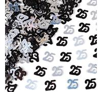 28g Black & Silver 25th Birthday Confetti Foil Metallic Glitz Table Scatter Sprinkles Age Bday Party Decorations