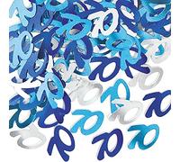 28g Blue & Silver 70th Birthday Confetti Foil Metallic Glitz Table Scatter Sprinkles Age Bday Party Decorations