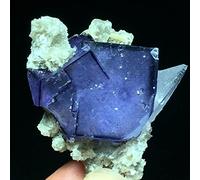 28g Blue Transparent Cube Fluorite & Calcite & Mica Crystal Specimen