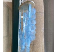 28in Handcrafted Wind Chime Using Natural Capiz Shells for Garden Balcony or Yard with Ocean-Inspired Sensory Experience (wathet)