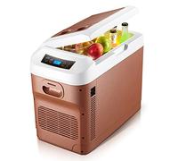 28L Mini Fridge Car Refrigerator Portable Box Freezer Dual-Core Refrigeration With LED Display Temperature Control Cooling And Warming Function For Car Home Travel Camping AC/DC (Color : Brown)