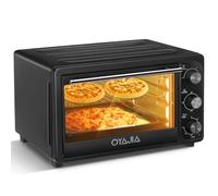 28L Mini Oven Hob Cooker Grill With Electric Hob Double Hotplate Tabletop,Toaster Oven with Adjustable Temperature, Timer,Dishwasher Safe,Black