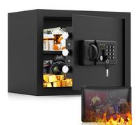 28L Safe Safe for Home with A4 Fireproof Waterproof Bag, Digital Furniture Safe with Combination Lock, Removable Shelf, Replacement Key, Alarm System, Fireproof Safe for Money Document