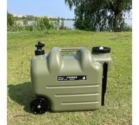 28L Water Container with Tap and Wheels - Large Water Storage Container, Portable PE Water Carrier with Handle & Faucet, Water Tank Barrel for Camping, Hiking, Fishing, Self-Driving Travel