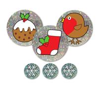 28mm & 12mm Sparkly Christmas Stickers: Non Captioned: 4 Sheets: 156 Stickers (96 28mm Character Stickers and 60 12mm Snowflake Stickers)