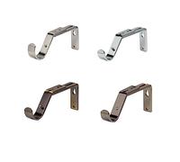 28mm Bay Pole Ajustable Passing Supports Heavy Duty Metal Curtain Pole Brackets (Polished Graphite, 2)