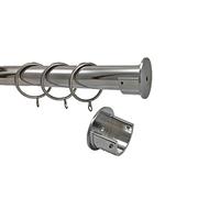 28mm Complete Metal Recess Rings Curtain Pole Wall Brackets Chrome Brass Black (1.5m, Polished Chrome)