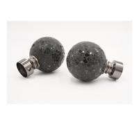 28mm Diameter Curtain Pole Finials Ends - Ball Design - Black Nickel - Pack of 2