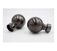 28mm Diameter Curtain Pole Finials Ends - Belgravia Design - Black Nickel - Pack of 2