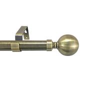 28mm Diameter Extendable Eyelet Metal Curtain Pole Metal Ball Finials Polished Chrome, Antique Brass & Brushed Chrome (0.7m - 1.2m Extendable, Antique Brass)