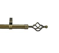 28mm Diameter Metal Eyelet Curtain Pole Twist Finials & Lengths Polished Chrome, Antique Brass & Brushed Chrome (Antique Brass, 1.1m)