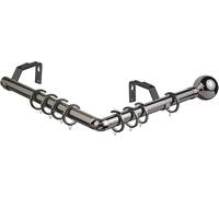 28mm diameter Nikola Bay Window Curtain Pole Set, 475cm to fit a 5 Sided bay window (Polished Graphite)