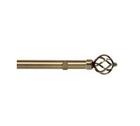 28mm Fixed Length Metal Eyelet Curtain Pole Set in Antique Brass - Cage Finial