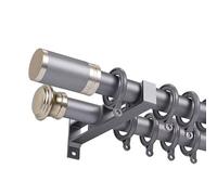 28mm Heavy Duty Double Curtain Rod 1.7mm Thick Aluminum Alloy 68kg Load Capacity ABS Rings WallMounted for Living Room & Bedroom Grey 190CM