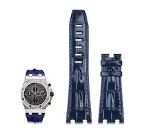 28mm Imported Leather Strap for AP for Audemars Piguet 42mm for Royal Oak Offshore Watch Band Accessories Pin Buckle 15710/15703 (Color : Black Strap, Size : with Silver Buckle)