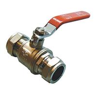 28mm Lever Ball Valve - Red Handle