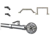 28mm Metal Bay Window Curtain Pole For Eyelet Curtains Polished Chrome 2.3m 3m 4m Large Osaka Finials (Polished Chrome Osaka, 3.5m Bay Pole (1 x 1.5m & 2 x 1m Poles))