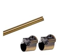 28mm Metal Various Length Eyelet Curtain Pole Rod Set with Recess Brackets Supports (Antique Brass, 150cm)
