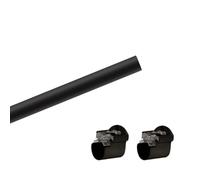 28mm Metal Various Length Eyelet Curtain Pole Rod Set with Recess Brackets Supports (Black, 250cm)