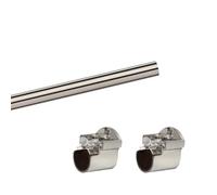 28mm Metal Various Length Eyelet Curtain Pole Rod Set with Recess Brackets Supports (Satin Silver, 150cm)