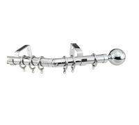 28mm Polished Chrome Bay Window Curtain Pole Rod Passing Brackets C Rings (3.5m 1 x 1.5m & 2 x 1m Poles)