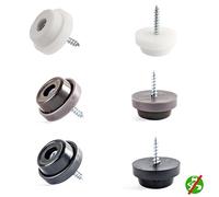 28mm Rubber Furniture Feet, Premium Non-Slip Stoppers (8pcs, Brown, 2mm Drill Bit Included, See Second Photo for Dimensions), Screw-On Floor Protectors, by Keay Vital Parts - Made in Germany