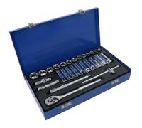 28pc 3/8" Drive Metric MM Shallow + Deep Socket and Accessory Set 8 - 24mm