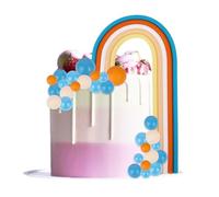 28Pcs Ball Cake Toppers Pastel Rainbow Cake Topper Mini Balloon Cupcake Topper Rainbow DIY Cake Decorations for Birthday Baby Shower Wedding Party Supplies